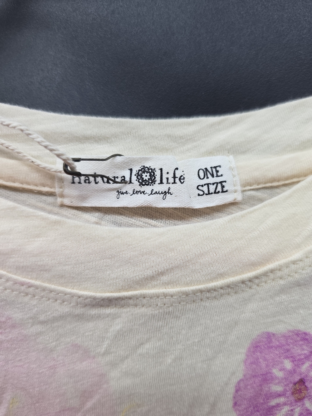 NATURAL LIFE Cream Floral 'LOVE' Graphic Tee with Multicolor Prints - Picture 3 of 4